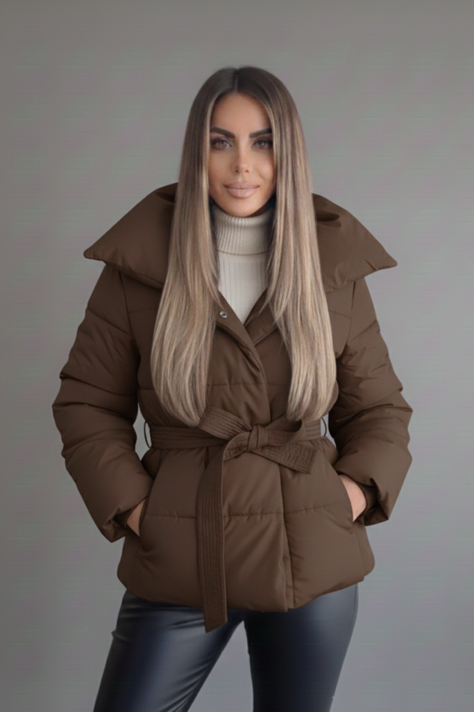 THE SERENE PUFFER COAT - DARK BROWN