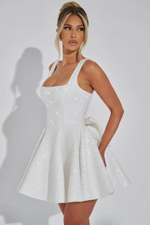 THE SUGARBLUSH MINI DRESS - WHITE