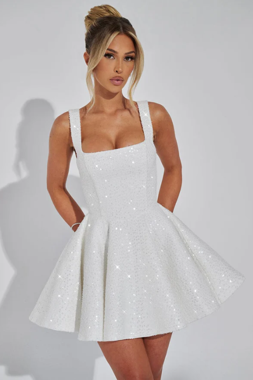 THE SUGARBLUSH MINI DRESS - WHITE