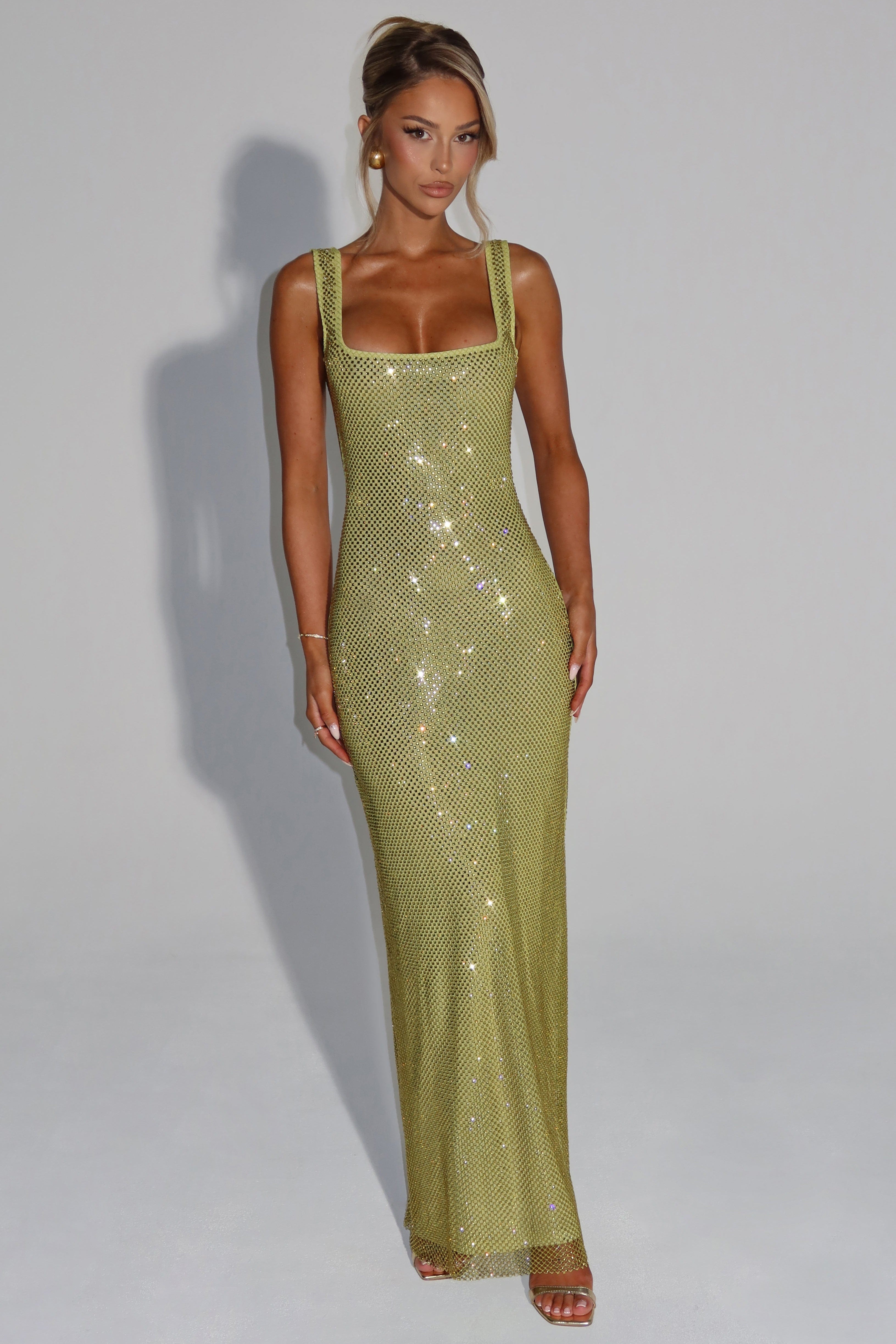 THE HALO MAXI DRESS - CHAMPAGNE GOLD