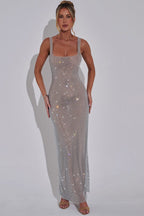THE HALO MAXI DRESS - SILVER SPARKLE