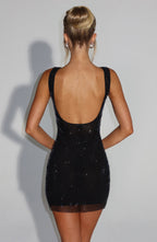 THE HALO MINI DRESS - SILVER SPARKLE