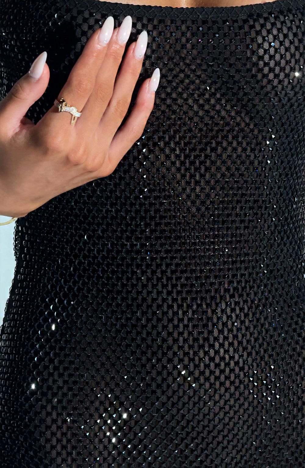 THE HALO MINI DRESS - SILVER SPARKLE