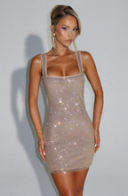 THE HALO MINI DRESS - CHAMPAGNE GOLD