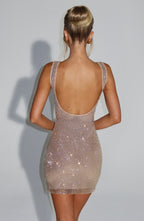 THE HALO MINI DRESS - SILVER SPARKLE