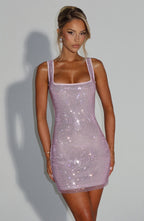 THE HALO MINI DRESS - SILVER SPARKLE