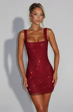 THE HALO MINI DRESS - CHERRY RED