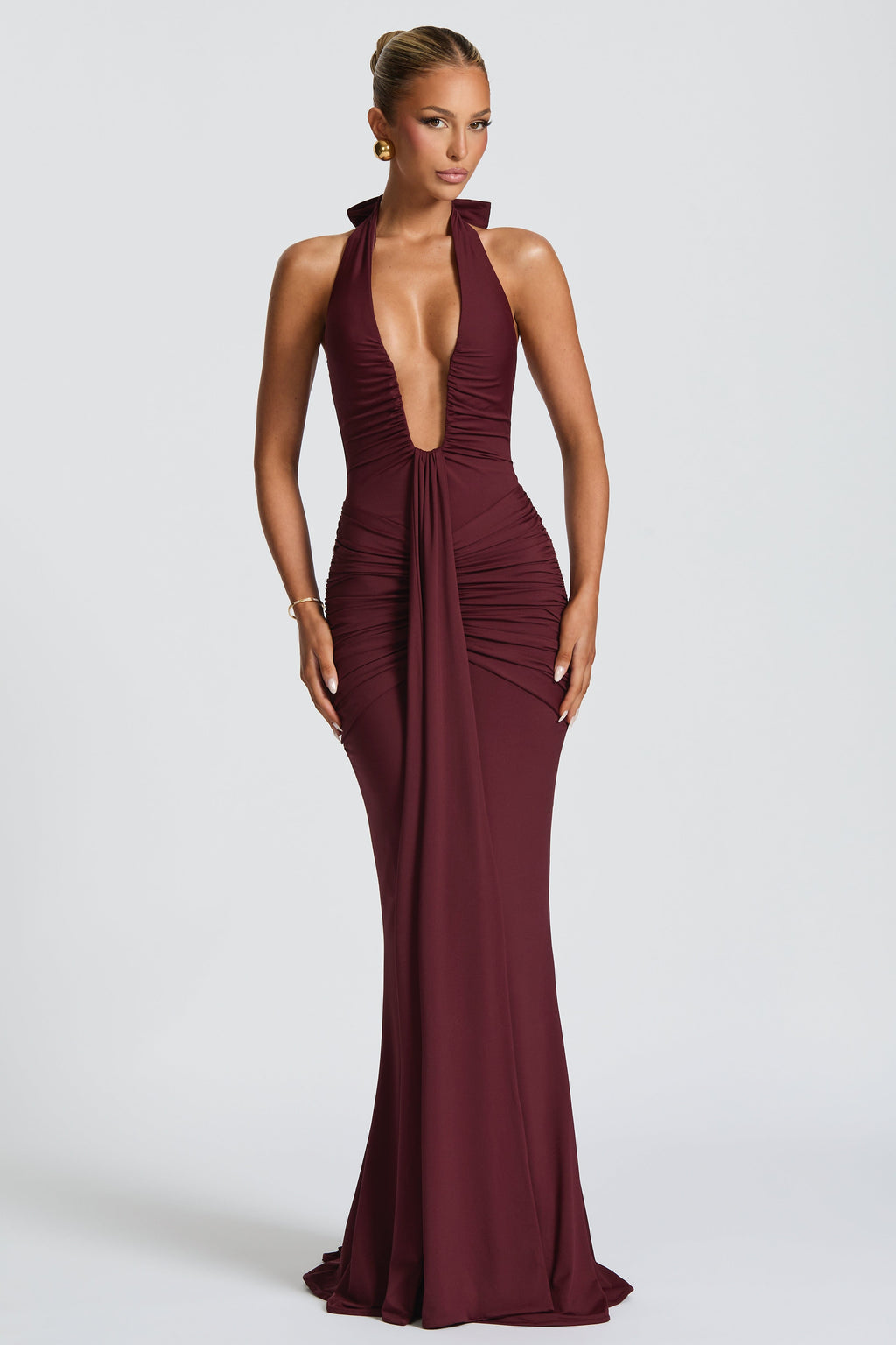 THE SCULPTED SIREN MAXI DRESS - BORDEAUX