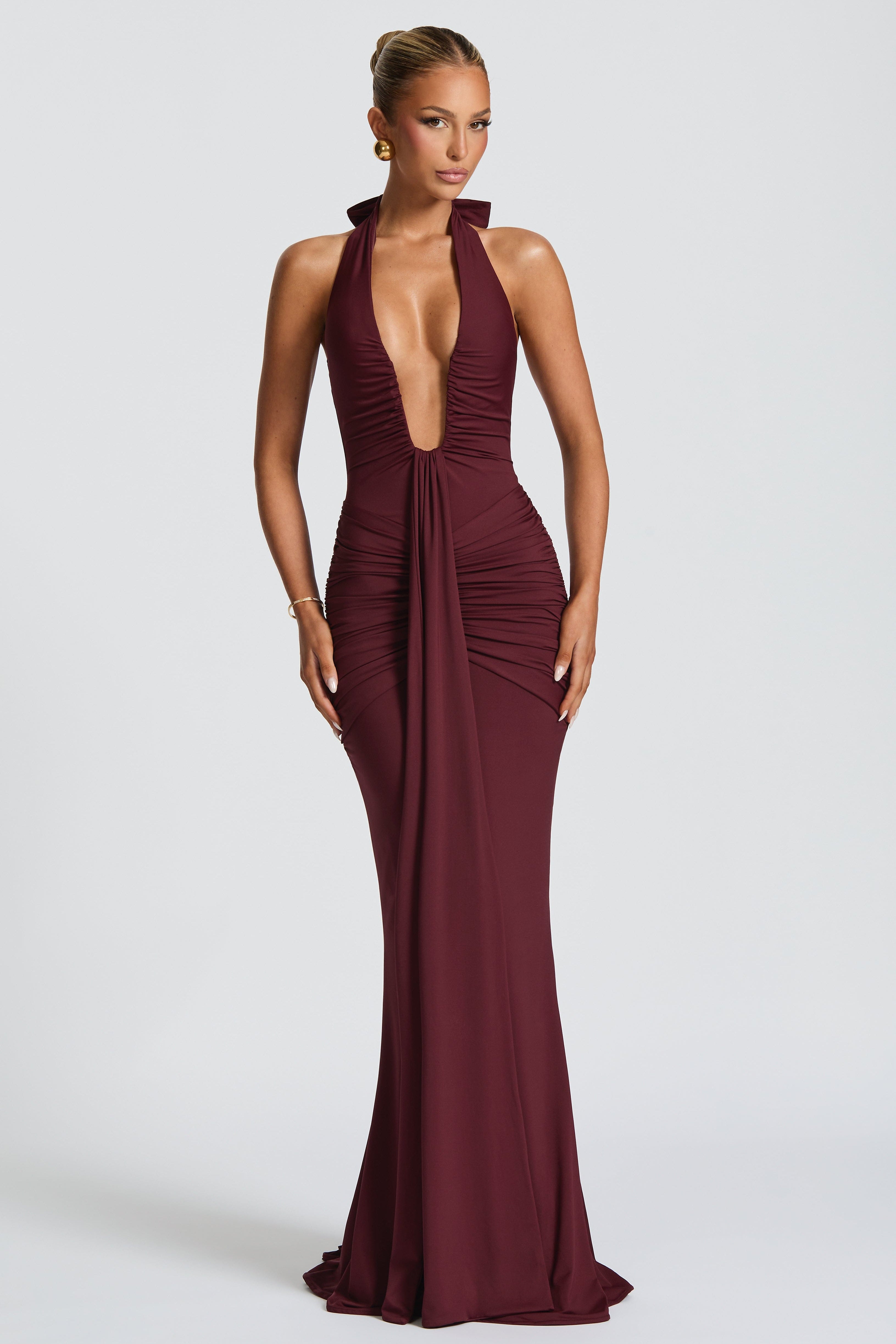 THE SCULPTED SIREN MAXI DRESS - BROWN
