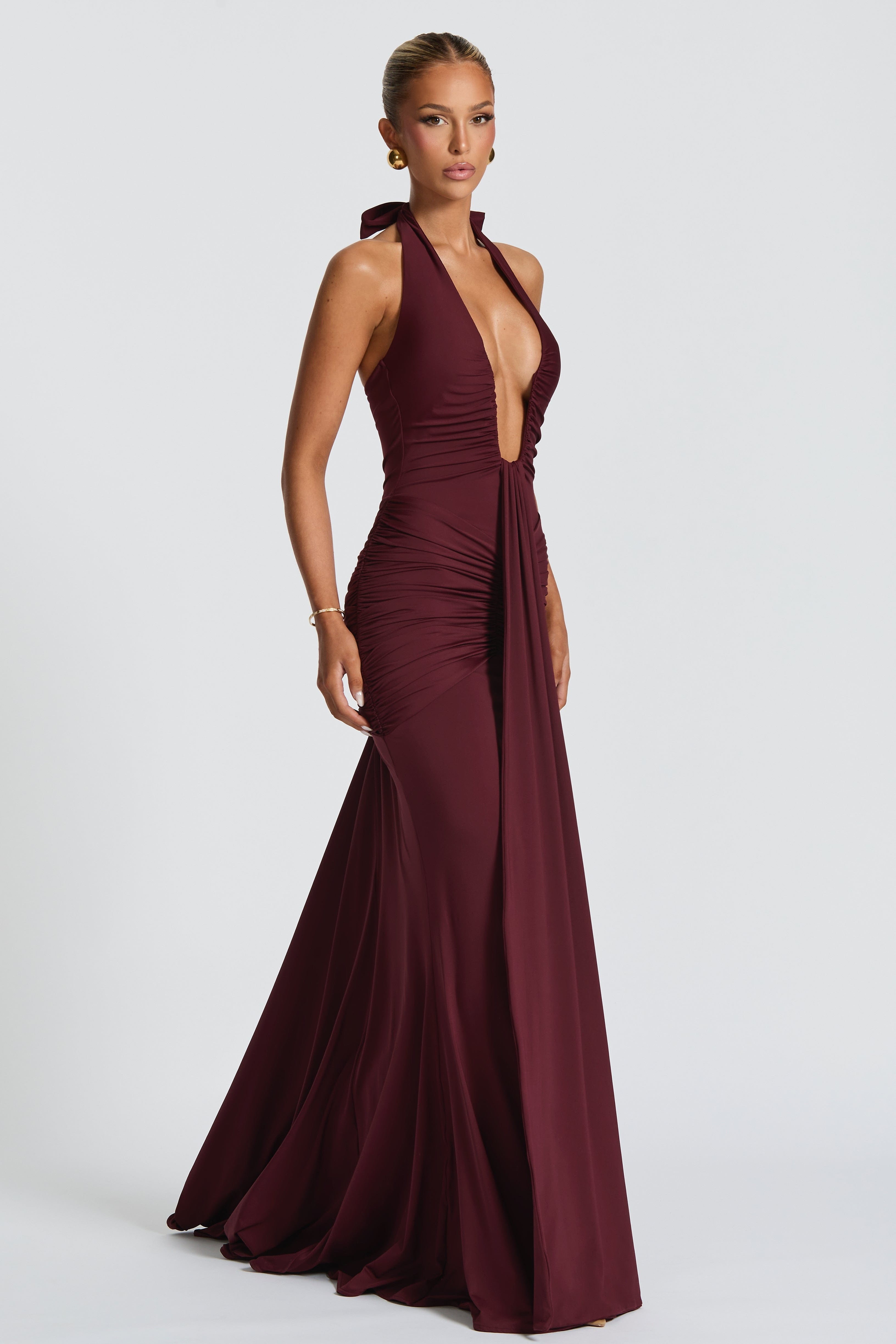 THE SCULPTED SIREN MAXI DRESS - BORDEAUX