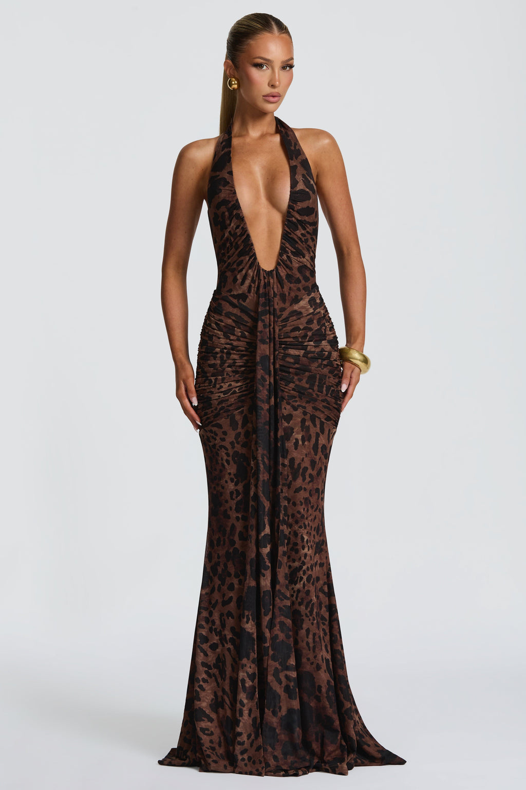 THE SCULPTED SIREN MAXI DRESS - LEOPARD
