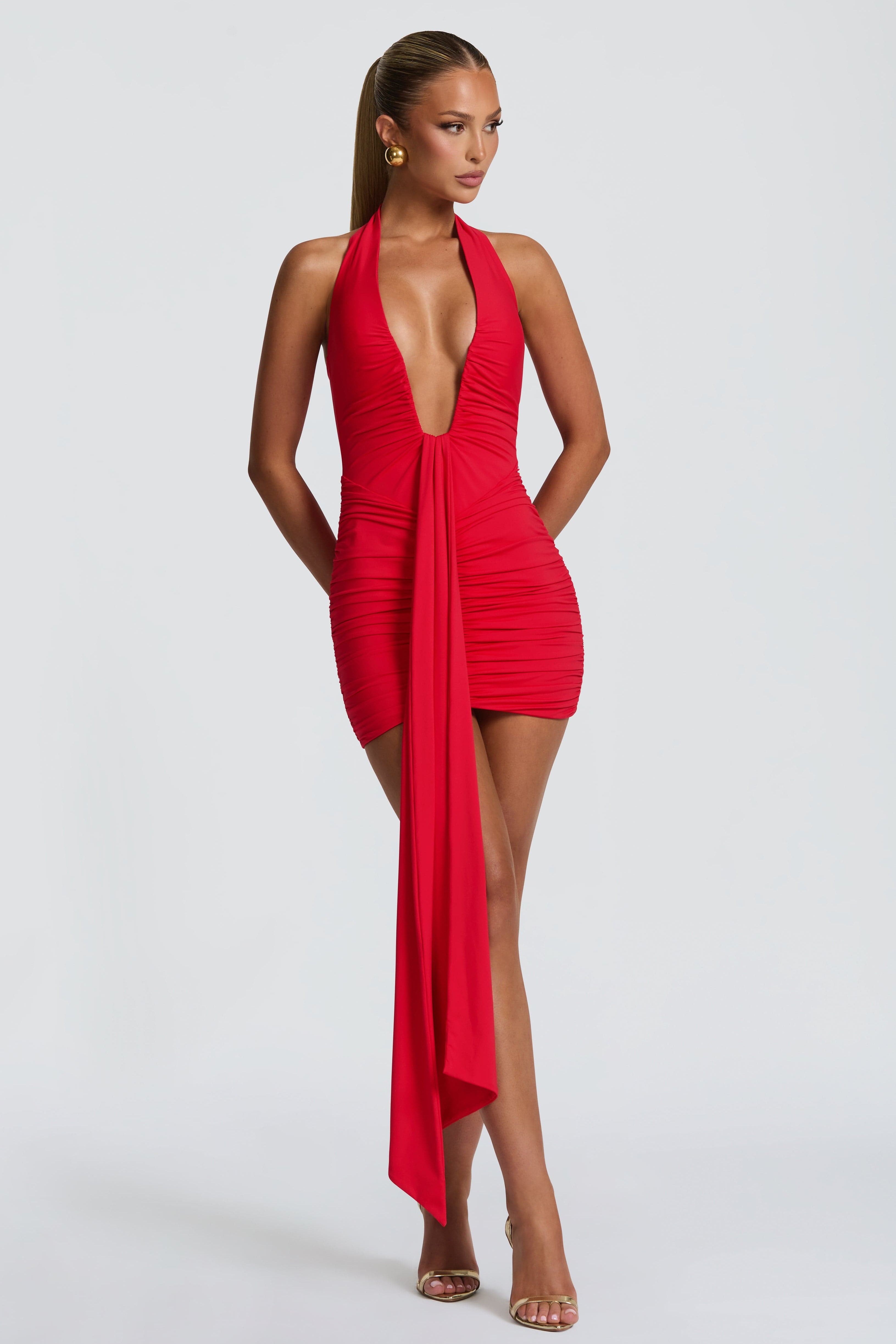 THE SCULPTED SIREN MINI DRESS - RED