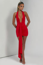 THE SCULPTED SIREN MINI DRESS - RED
