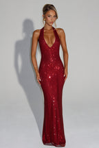 THE OPALINE MAXI DRESS - CHERRY RED